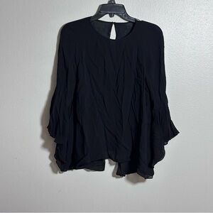 Zara Women Black 3/4 Sleeve‎ Sheer Blouse Top size M.